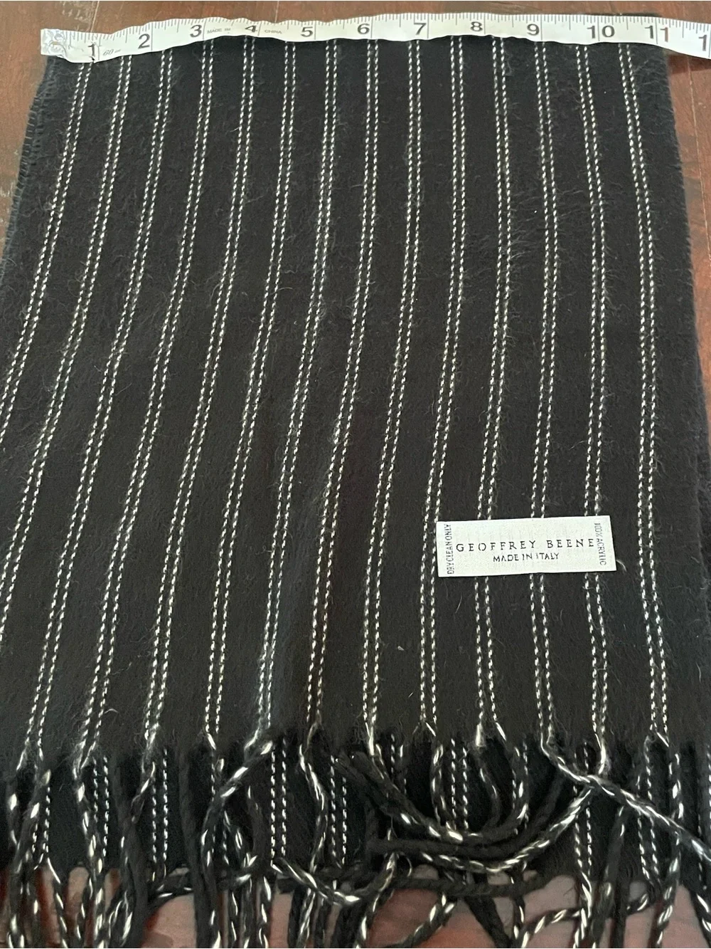 Geoffrey Beene Black and White Striped Scarf